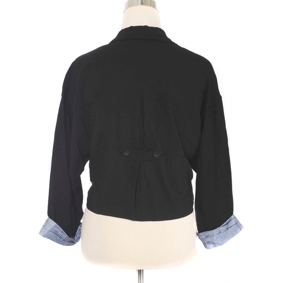 FREE PEOPLE Black Dolman Sleeve Cropped 2 Button Pattern Cuff Blazer - Picture 4 of 7